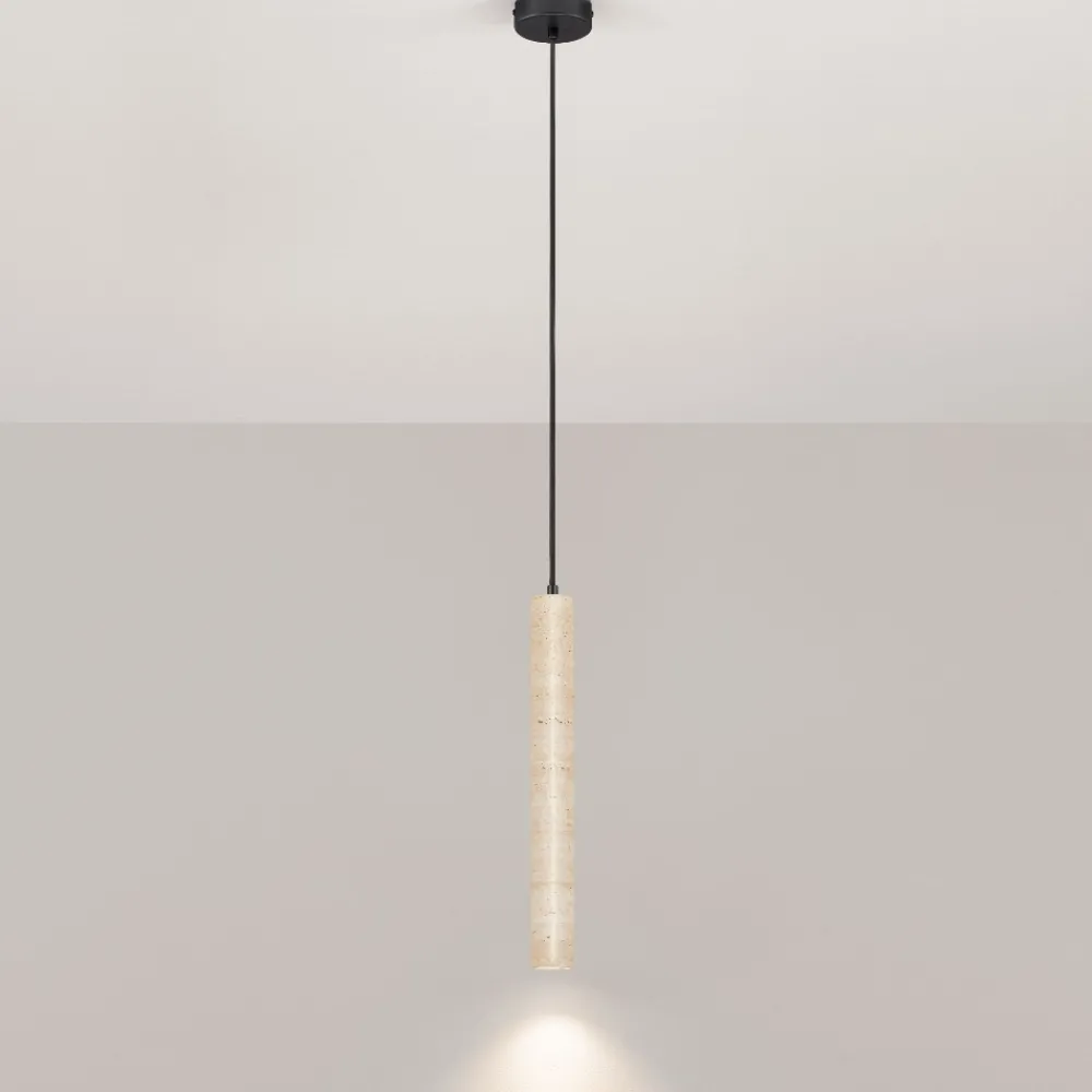 Lampade A Sospensione-Selezionato da Mazzolaluce Lampada a sospensione pendente cilindro travertino led 3w 3000k