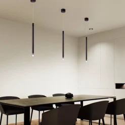 Lampade A Sospensione-Selezionato da Mazzolaluce Lampada a sospensione pendente nera cilindro design per isola cucina