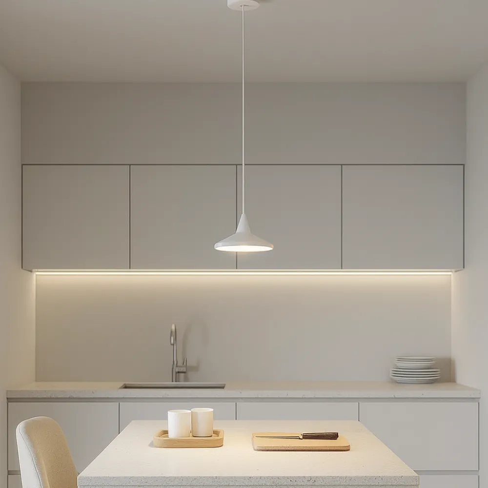 Lampade A Sospensione-Selezionato da Mazzolaluce Lampada a sospensione per bancone cucina bianca led 3000k dimmerabile