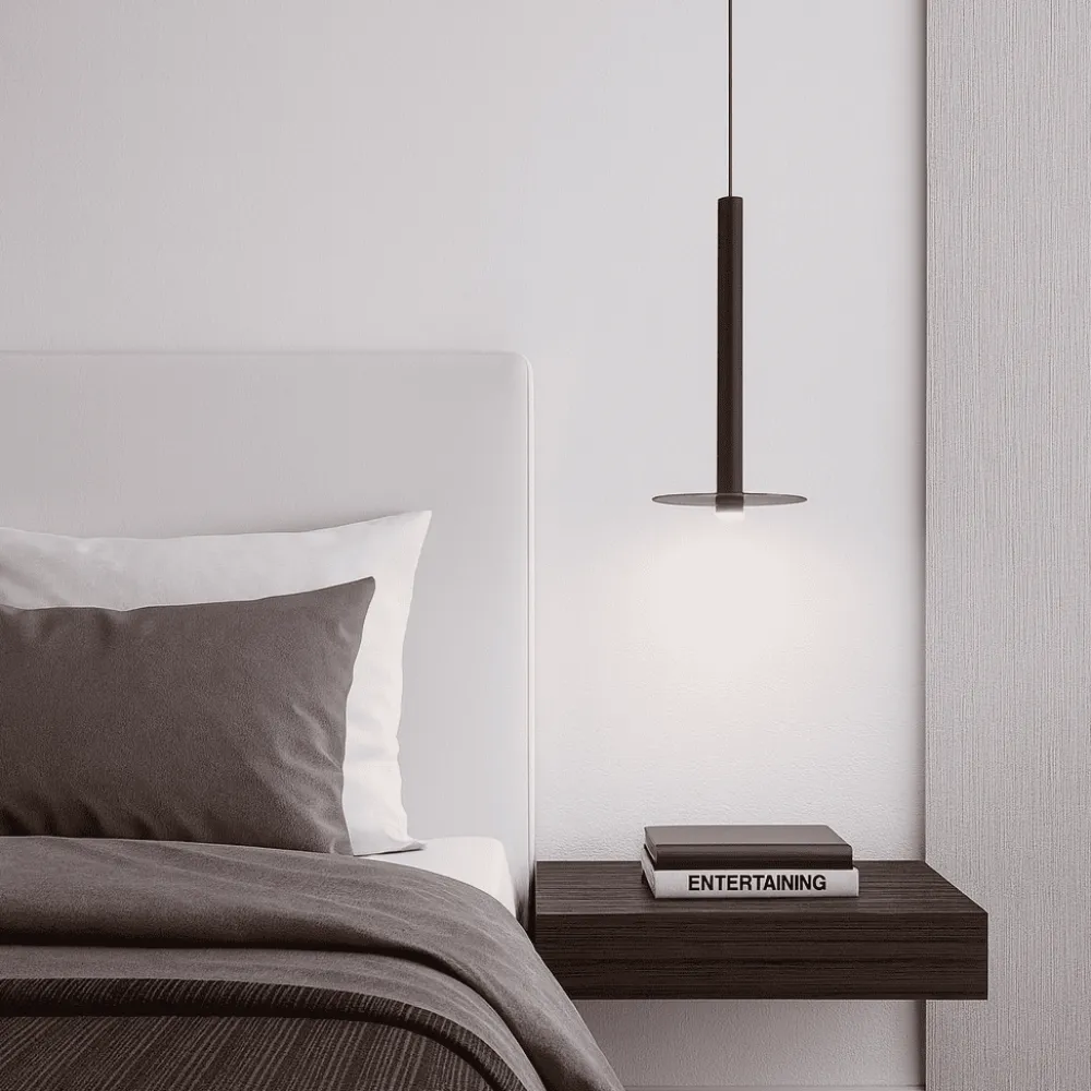 Lampade A Sospensione-Selezionato da Mazzolaluce Lampada a sospensione per comodino camera da letto nera led 3000k