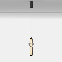 Lampade A Sospensione-Selezionato da Mazzolaluce Lampada a sospensione per comodino in vetro fume' led 3000k dimmerabile