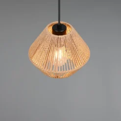 Lampade A Sospensione-Selezionato da Mazzolaluce Lampada a sospensione per cucina rustica marrone 20 cm in corda
