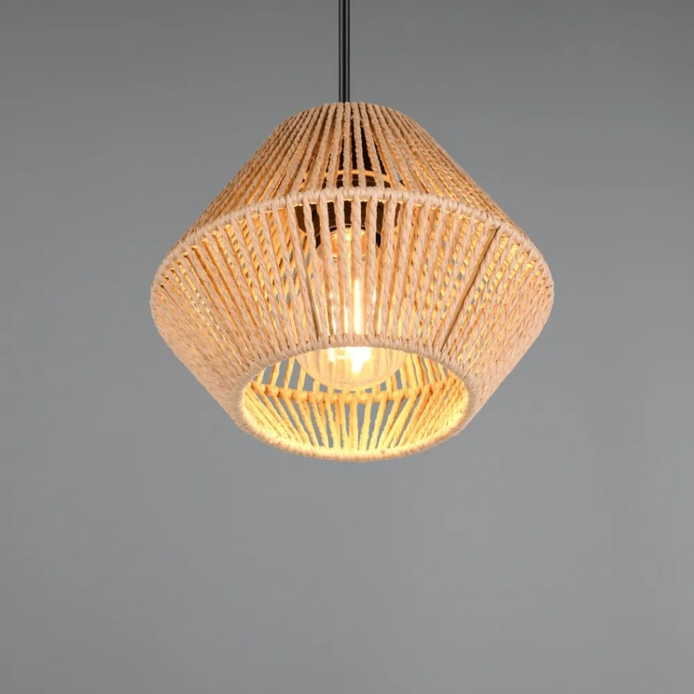 Lampade A Sospensione-Selezionato da Mazzolaluce Lampada a sospensione per cucina rustica marrone 20 cm in corda