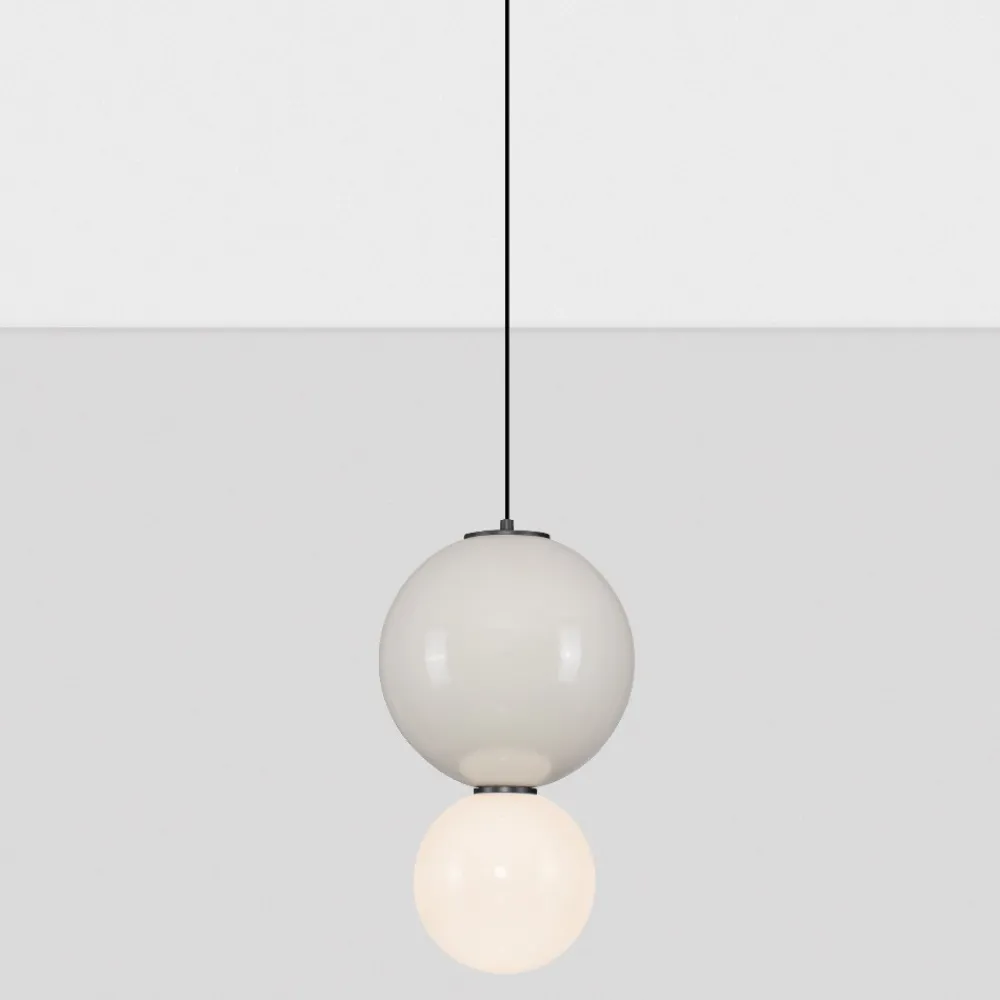 Lampade A Sospensione-Selezionato da Mazzolaluce Lampada a sospensione per cucina sfere vetro porcellana grigio led 3000k