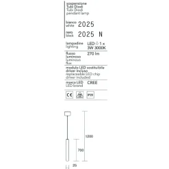 Lampade A Sospensione-Affralux Lampada a sospensione per isola tubo nera led 3w 3000k