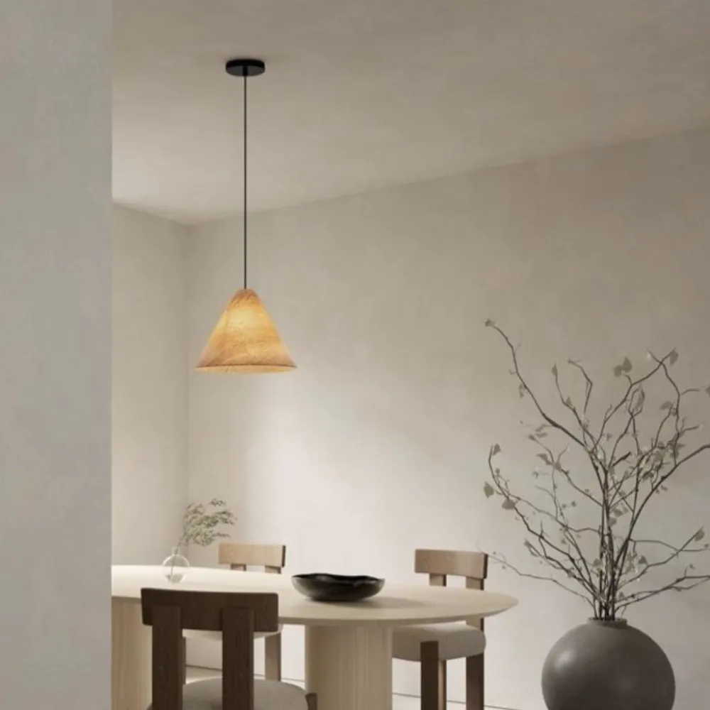 Lampade A Sospensione-Selezionato da Mazzolaluce Lampada a sospensione per isola cucina cono legno 30cm