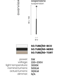 Lampade A Sospensione-Ondaluce Lampada a sospensione per isola so tube tortora led 5w 3000k