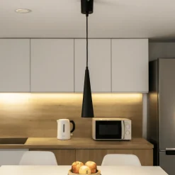 Lampade A Sospensione-Ondaluce Lampada a sospensione per isola cucina so noa cono nero luce diretta