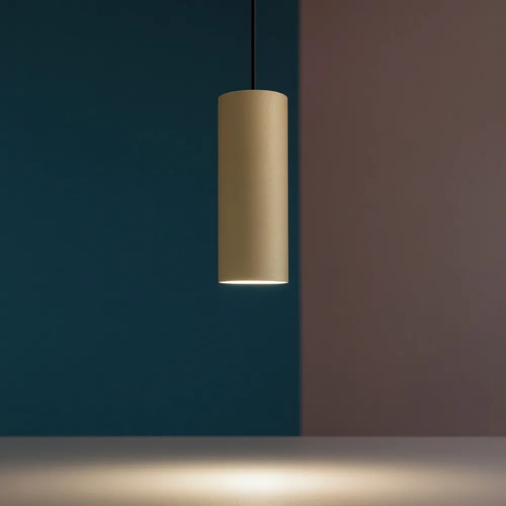 Lampade A Sospensione-Top Light Lampada a sospensione per isola cucina cilindro colore sabbia