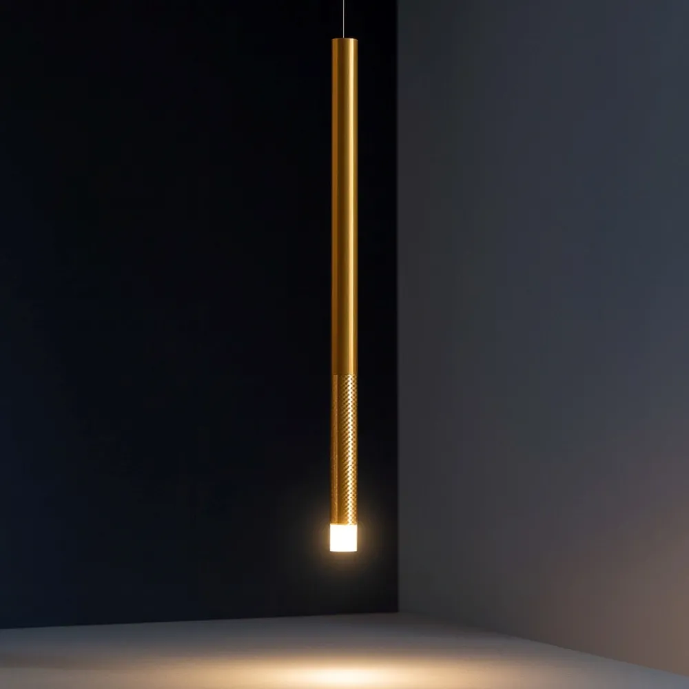Lampade A Sospensione-Linea Light Lampada a sospensione puccini cilindro ottone led 3000k 90cm