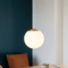 Lampade A Sospensione-Ondaluce Lampada a sospensione santos oro sfera vetro bianco led 7w 3000k