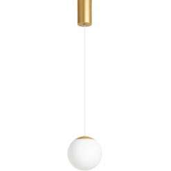 Lampade A Sospensione-Ondaluce Lampada a sospensione santos oro sfera vetro bianco led 7w 3000k