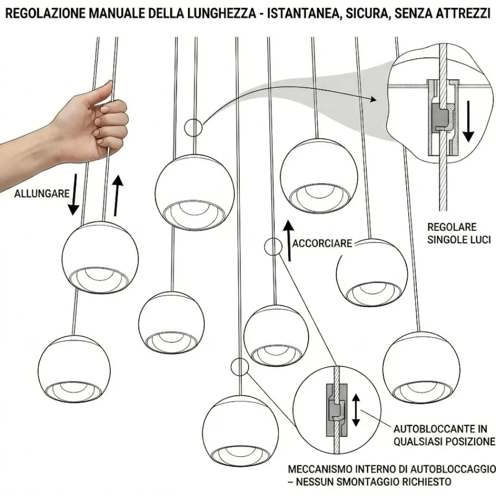 Lampade A Sospensione-Selezionato da Mazzolaluce Lampada a sospensione sfera bianca led 2700k-6500k con telecomando