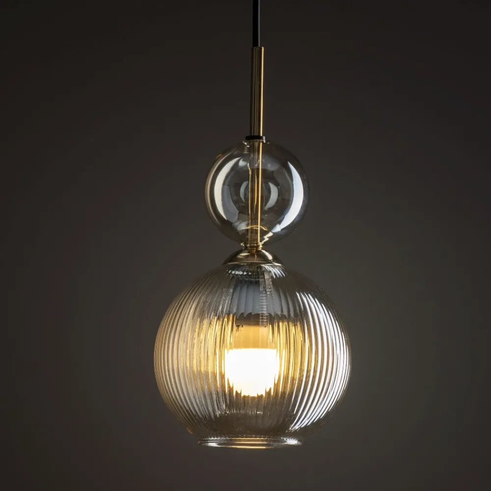 Lampade A Sospensione-Selezionato da Mazzolaluce lampada a sospensione sfera di vetro ambra per camera da letto