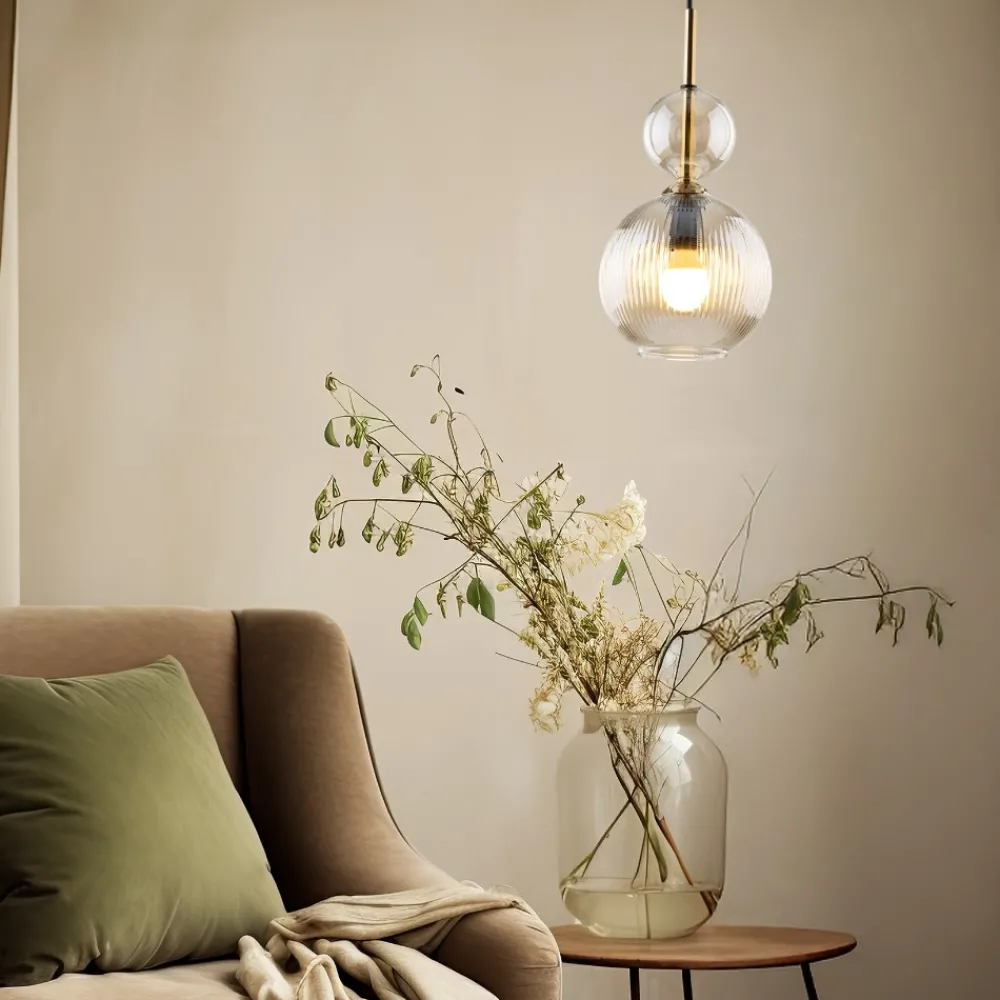 Lampade A Sospensione-Selezionato da Mazzolaluce lampada a sospensione sfera di vetro ambra per camera da letto