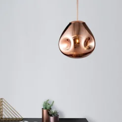 Lampade A Sospensione-Selezionato da Mazzolaluce Lampada a sospensione sfera di vetro rame specchiato martellato 25 cm moderna