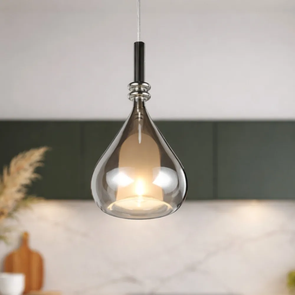 Lampade A Sospensione-Selezionato da Mazzolaluce Lampada a sospensione sfera di vetro specchio cromo