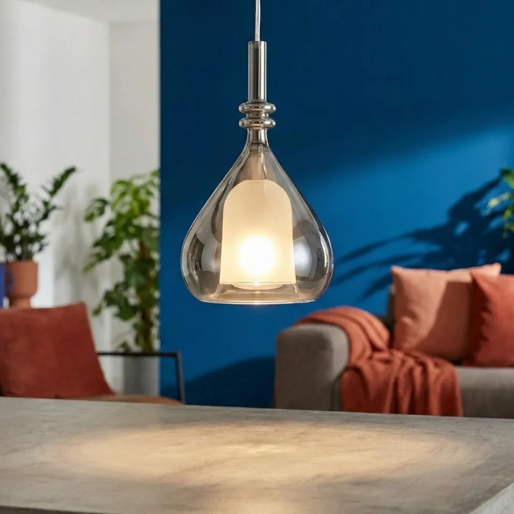 Lampade A Sospensione-Selezionato da Mazzolaluce Lampada a sospensione sfera di vetro specchio cromo