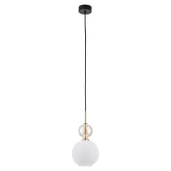 Lampade A Sospensione-Selezionato da Mazzolaluce lampada a sospensione sfera di vetro bianco ambra parti in oro