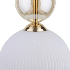 Lampade A Sospensione-Selezionato da Mazzolaluce lampada a sospensione sfera di vetro bianco ambra parti in oro