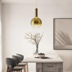Lampade A Sospensione-Selezionato da Mazzolaluce Lampada a sospensione sfera di vetro oro led 6w 3000k
