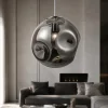 Lampade A Sospensione-Selezionato da Mazzolaluce Lampada a sospensione sfera di vetro martellato fume 30 cm design moderna