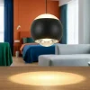 Lampade A Sospensione-Selezionato da Mazzolaluce Lampada a sospensione sfera nera led 2700k-6500k moderna con telecomando