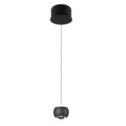 Lampade A Sospensione-Selezionato da Mazzolaluce Lampada a sospensione sfera nera led 2700k-6500k moderna con telecomando
