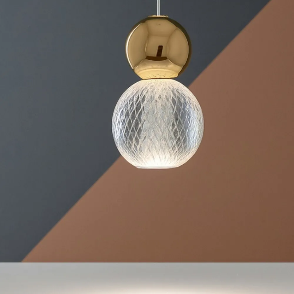 Lampade A Sospensione-Selezionato da Mazzolaluce Lampada a sospensione sfera oro per camera da letto