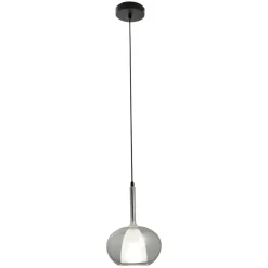 Lampade A Sospensione-Fabas Luce Lampada a sospensione sfera vetro fume edolo