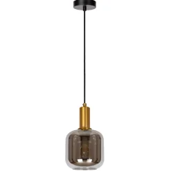 Lampade A Sospensione-Selezionato da Mazzolaluce Lampada a sospensione sfera vetro fume metallo oro cavo tessuto