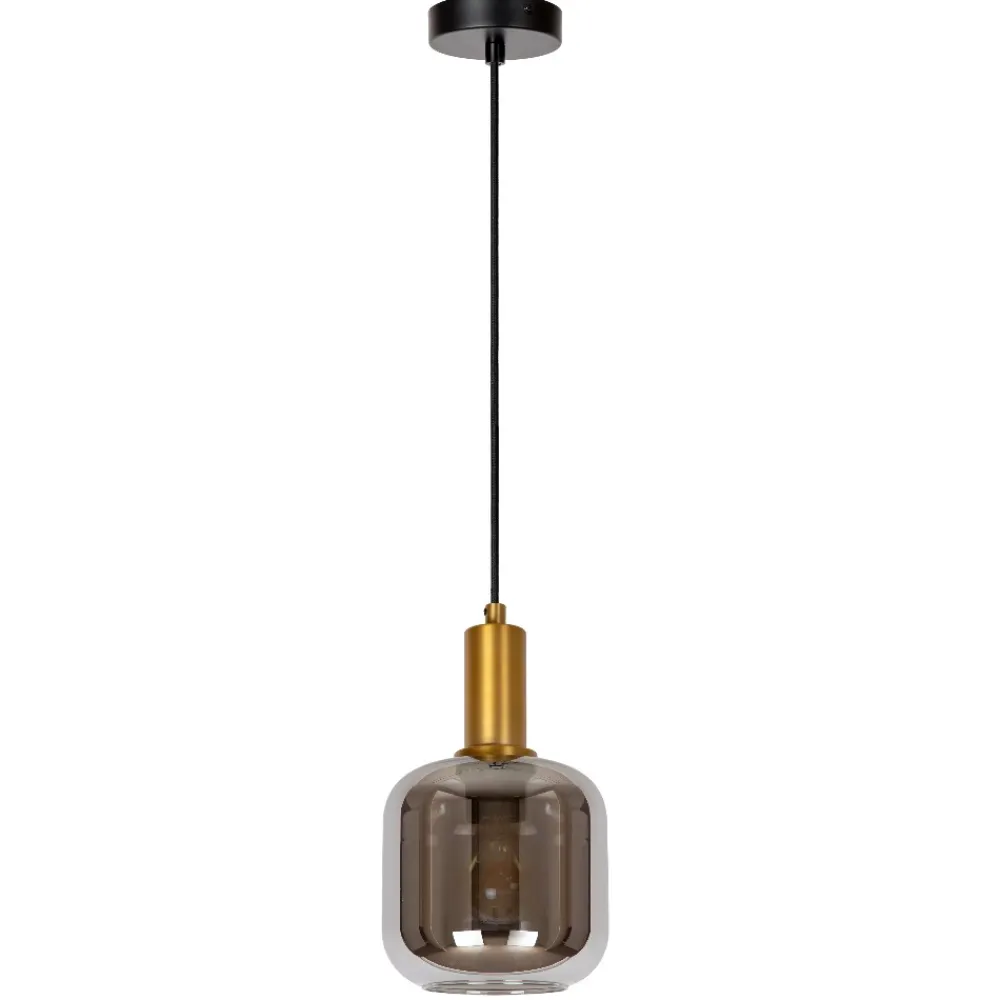 Lampade A Sospensione-Selezionato da Mazzolaluce Lampada a sospensione sfera vetro fume metallo oro cavo tessuto