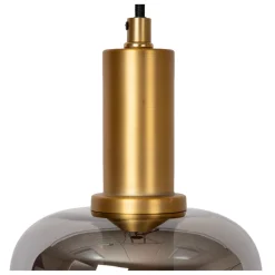 Lampade A Sospensione-Selezionato da Mazzolaluce Lampada a sospensione sfera vetro fume metallo oro cavo tessuto