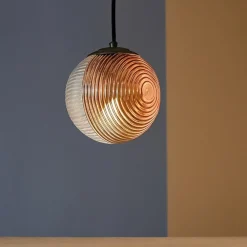 Lampade A Sospensione-Ondaluce Lampada a sospensione sfera vetro rame bella 19cm