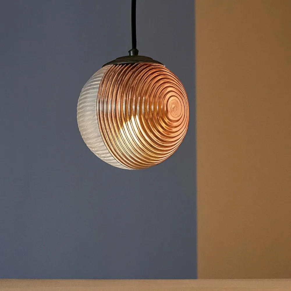 Lampade A Sospensione-Ondaluce Lampada a sospensione sfera vetro rame bella 19cm