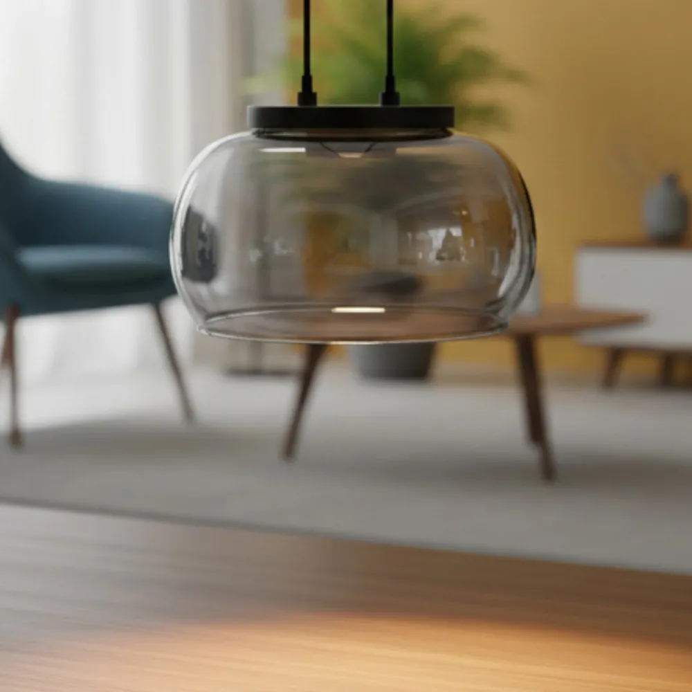 Lampade A Sospensione-Selezionato da Mazzolaluce Lampada a sospensione sfera vetro fume led 9w 3000k per isola