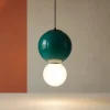 Lampade A Sospensione-Selezionato da Mazzolaluce Lampada a sospensione sfera vetro porcellana verde da cucina led 3000k