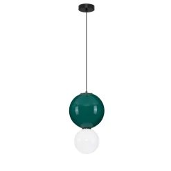 Lampade A Sospensione-Selezionato da Mazzolaluce Lampada a sospensione sfera vetro porcellana verde da cucina led 3000k
