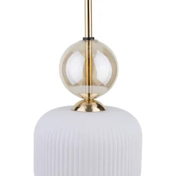 Lampade A Sospensione-Selezionato da Mazzolaluce lampada a sospensione tonda in vetro bianco sfera ambra