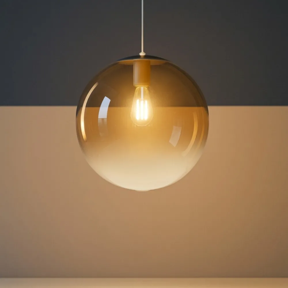 Lampade A Sospensione-Top Light Lampada a sospensione toplight sfera di vetro ambra