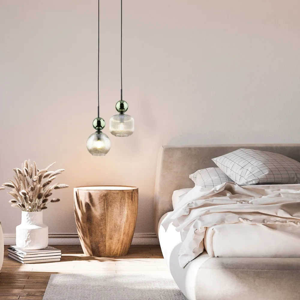 Lampade A Sospensione-Selezionato da Mazzolaluce lampada a sospensione vetro ambra verde stile contemporaneo
