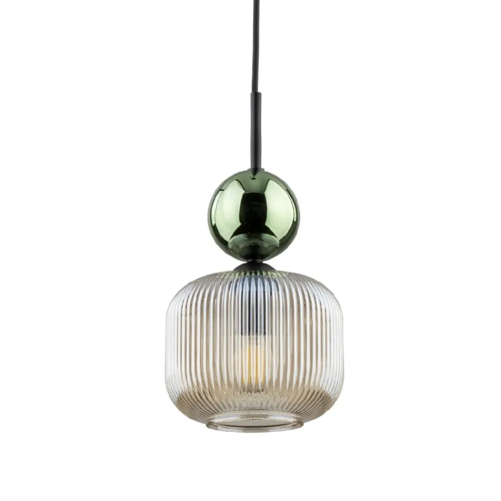 Lampade A Sospensione-Selezionato da Mazzolaluce lampada a sospensione vetro ambra verde stile contemporaneo