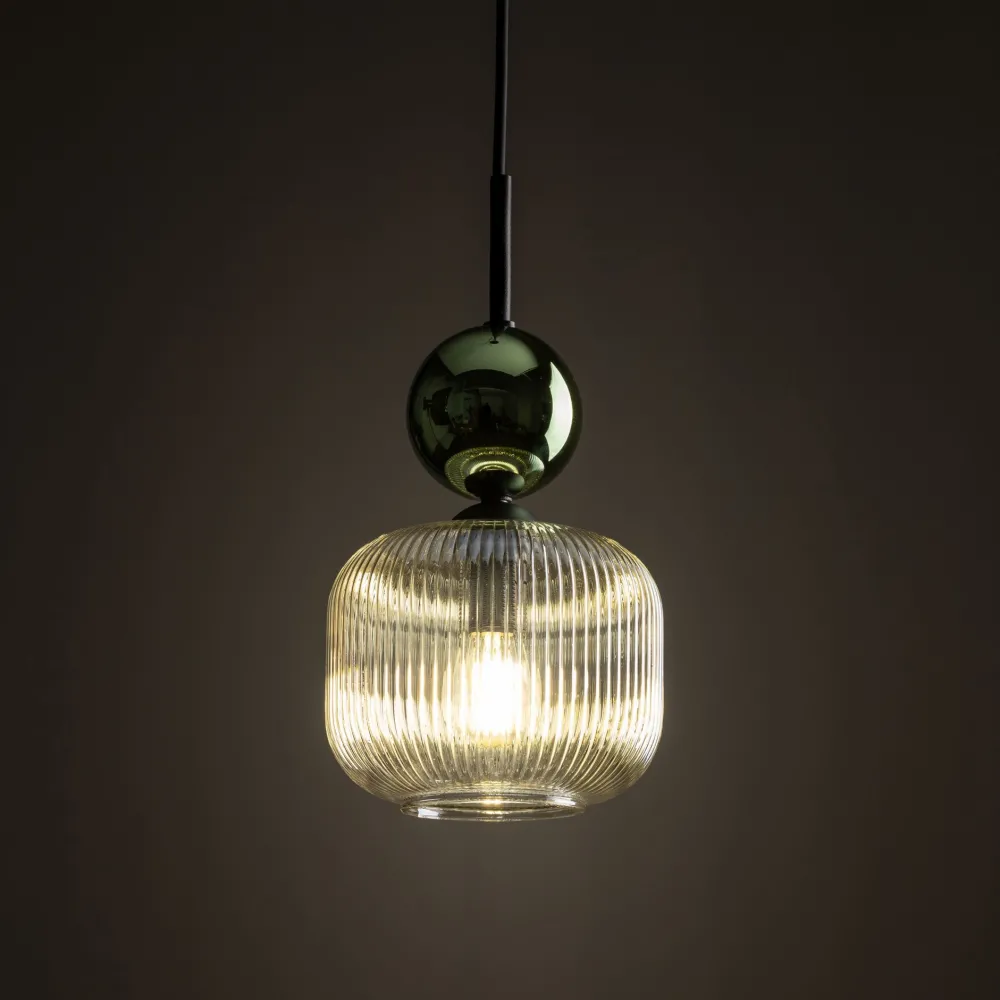 Lampade A Sospensione-Selezionato da Mazzolaluce lampada a sospensione vetro ambra verde stile contemporaneo