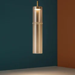 Lampade A Sospensione-Selezionato da Mazzolaluce Lampada a sospensione vetro ambra per comodino led 3000k