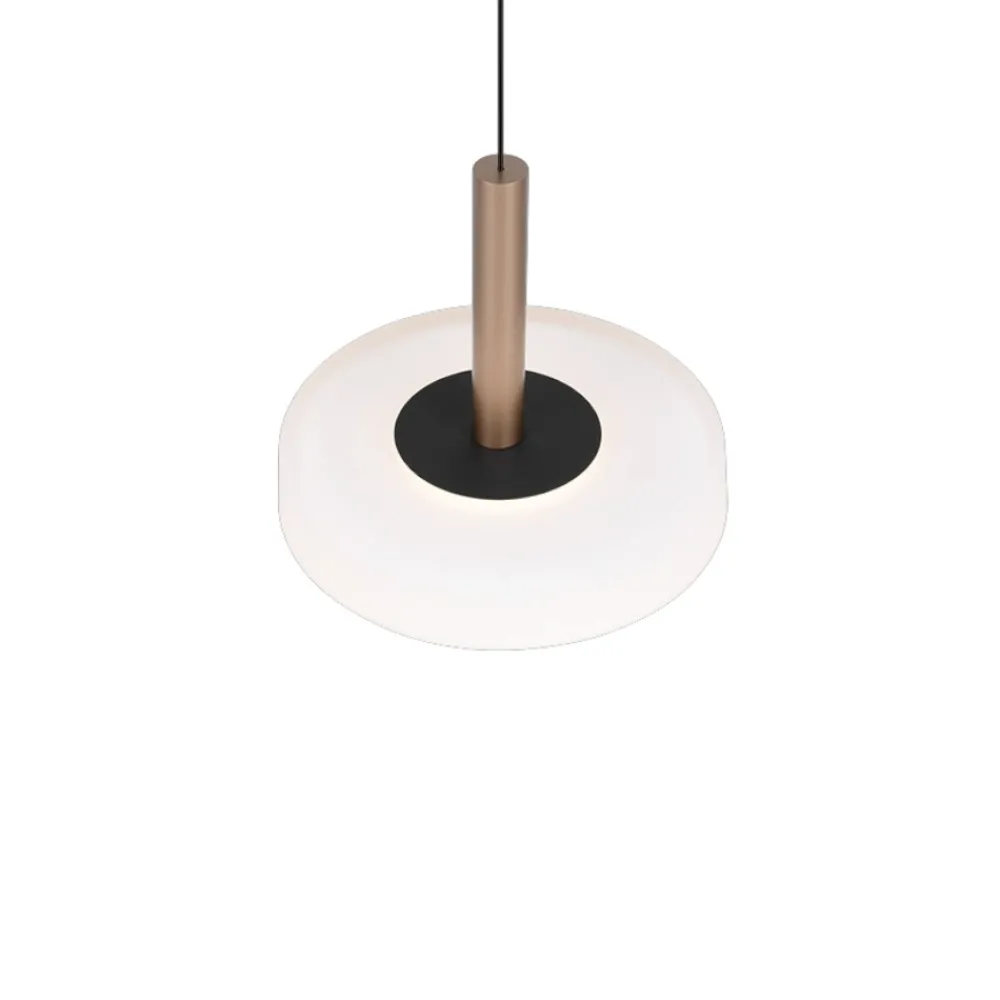 Lampade A Sospensione-Selezionato da Mazzolaluce Lampada a sospensione vetro disco bianco metallo caffè design led 3000k dimmerabile
