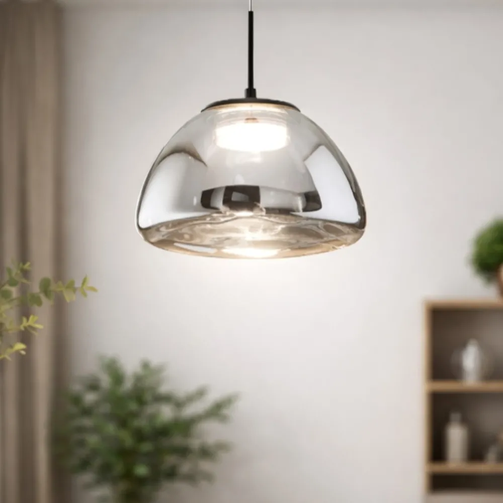Lampade A Sospensione-Fabas Luce Lampada a sospensione vetro fume lucille