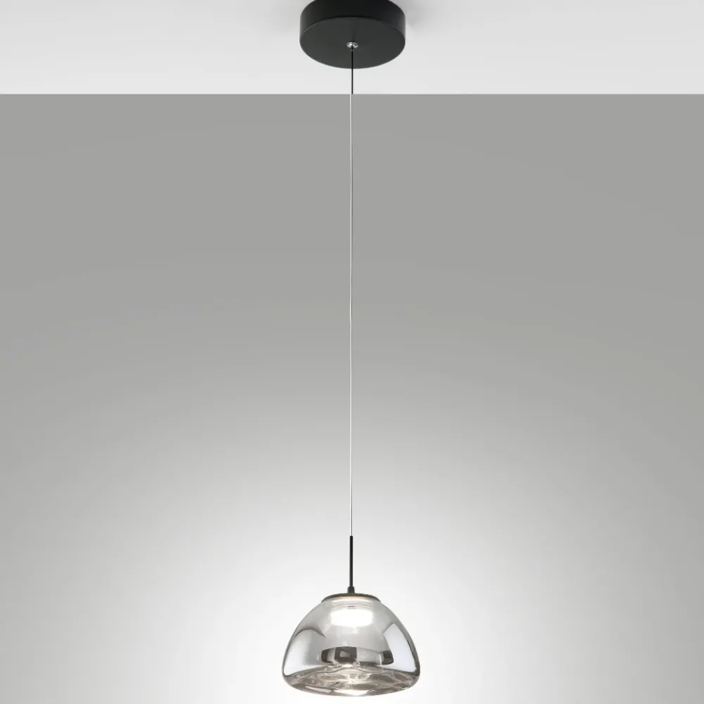 Lampade A Sospensione-Fabas Luce Lampada a sospensione vetro fume lucille
