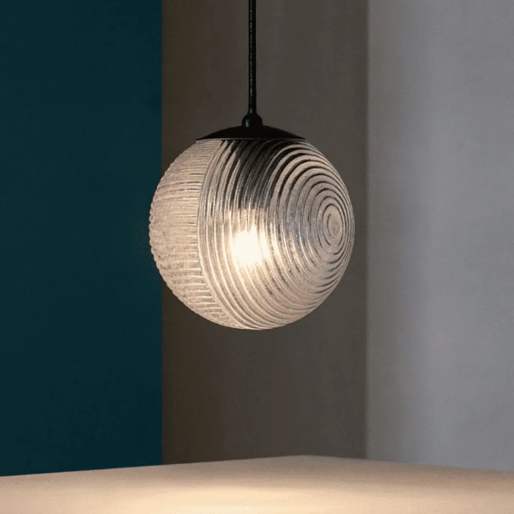 Lampade A Sospensione-Ondaluce Lampada a sospensione vetro fume sfera bella