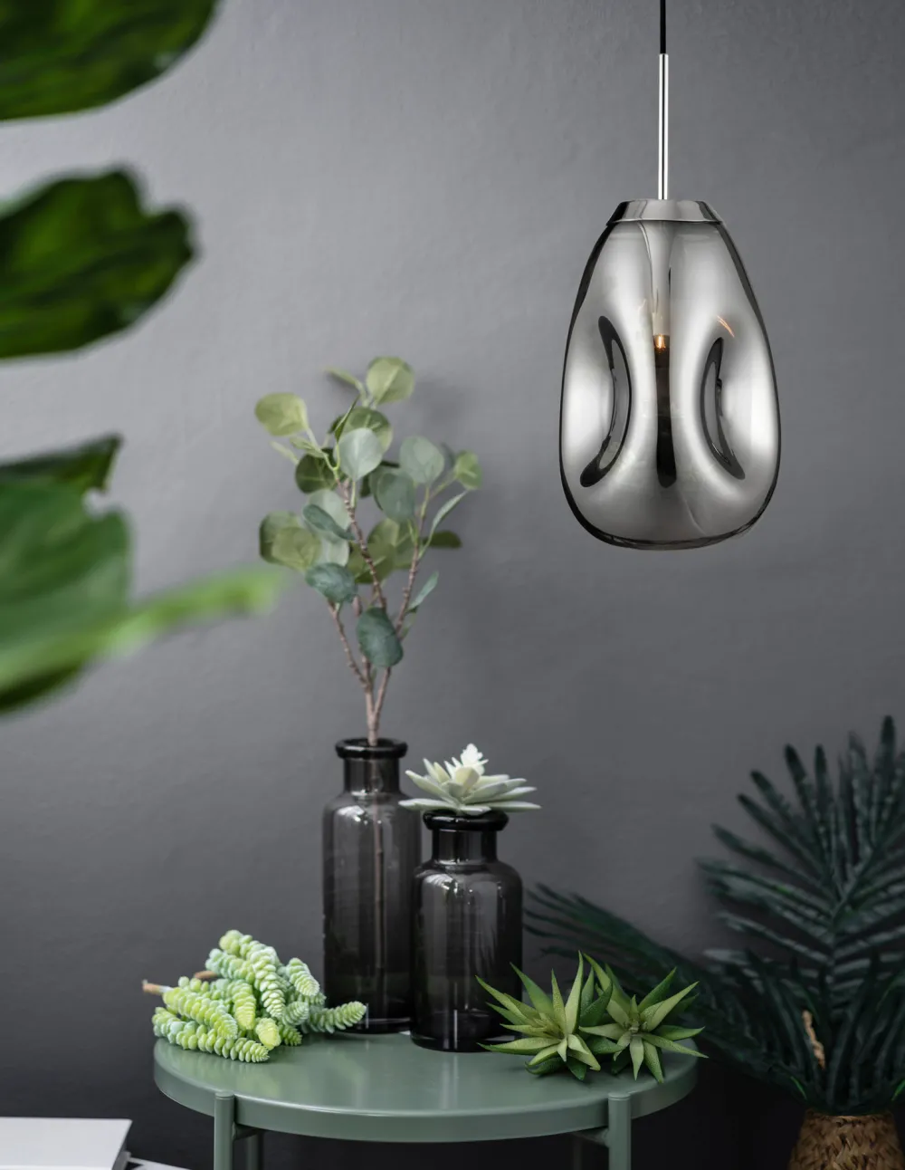Lampade A Sospensione-Selezionato da Mazzolaluce Lampada a sospensione vetro modellato cromo specchiato design moderno