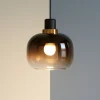 Lampade A Sospensione-Eglo Lampada a sospensione vetro marrone oilella